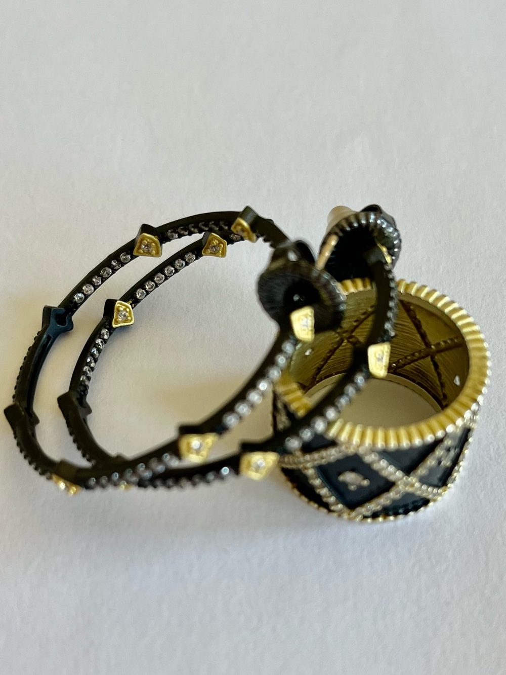 Freida Rothman Hoop Earrings & Cigar Ring Set